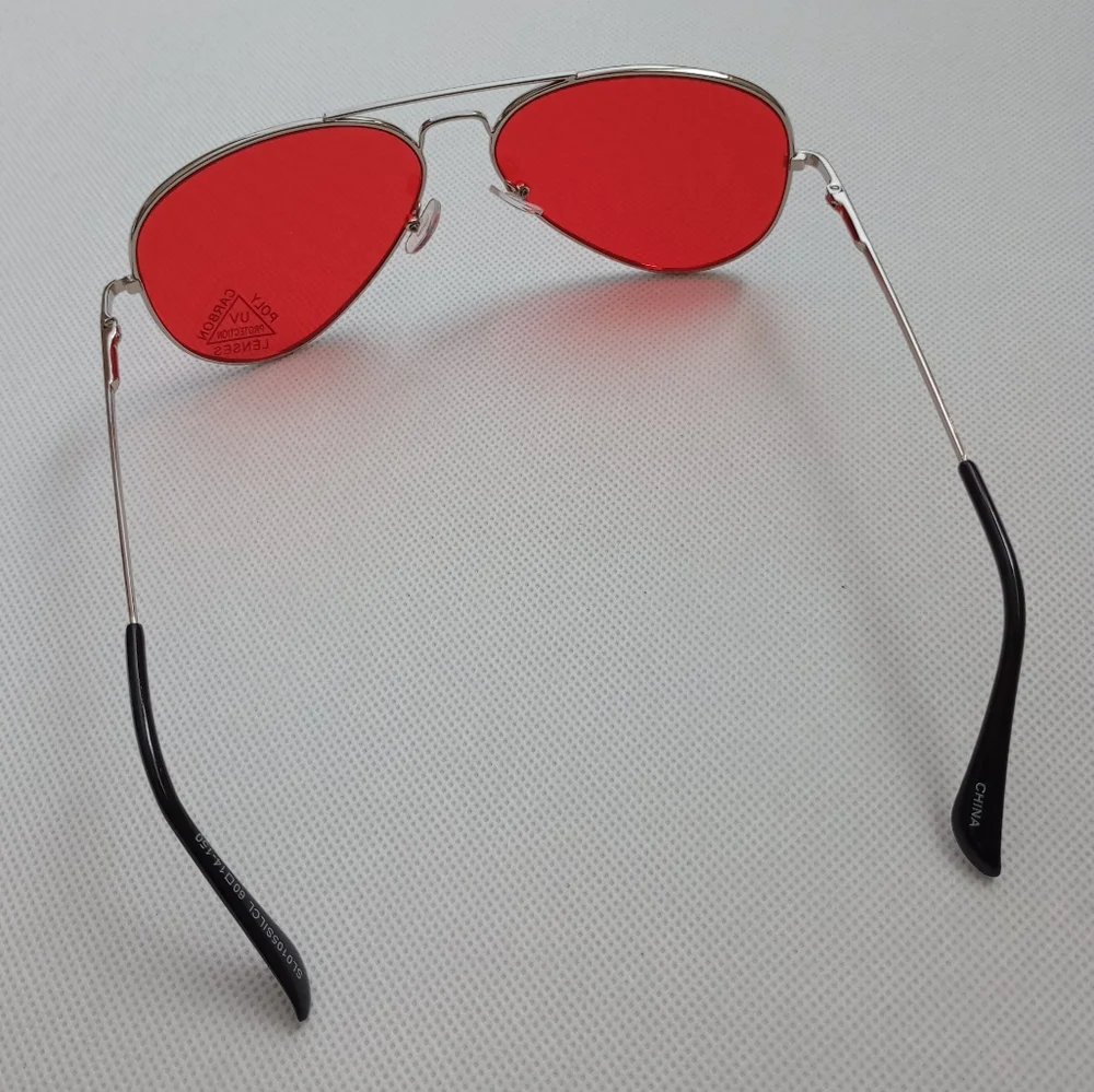 DARK RED AVIATOR SUNGLASSES - Picture 3 of 8